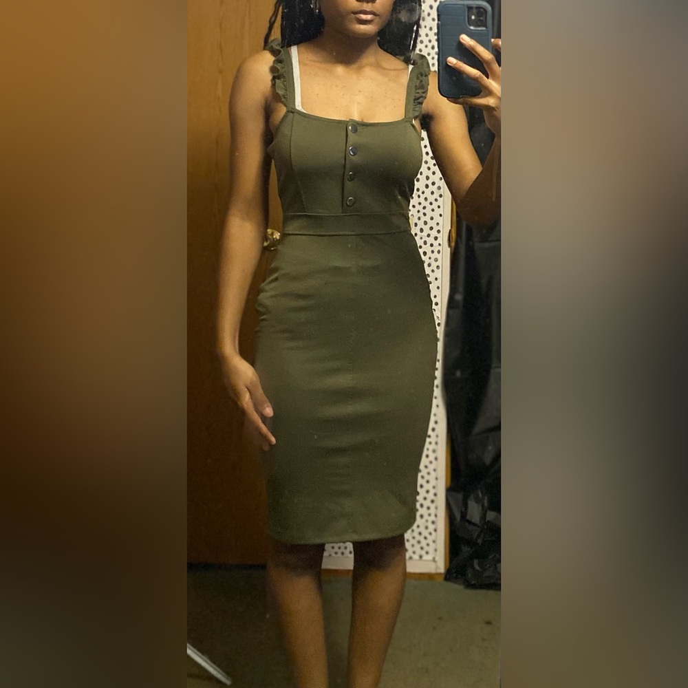 Green skin tight dress